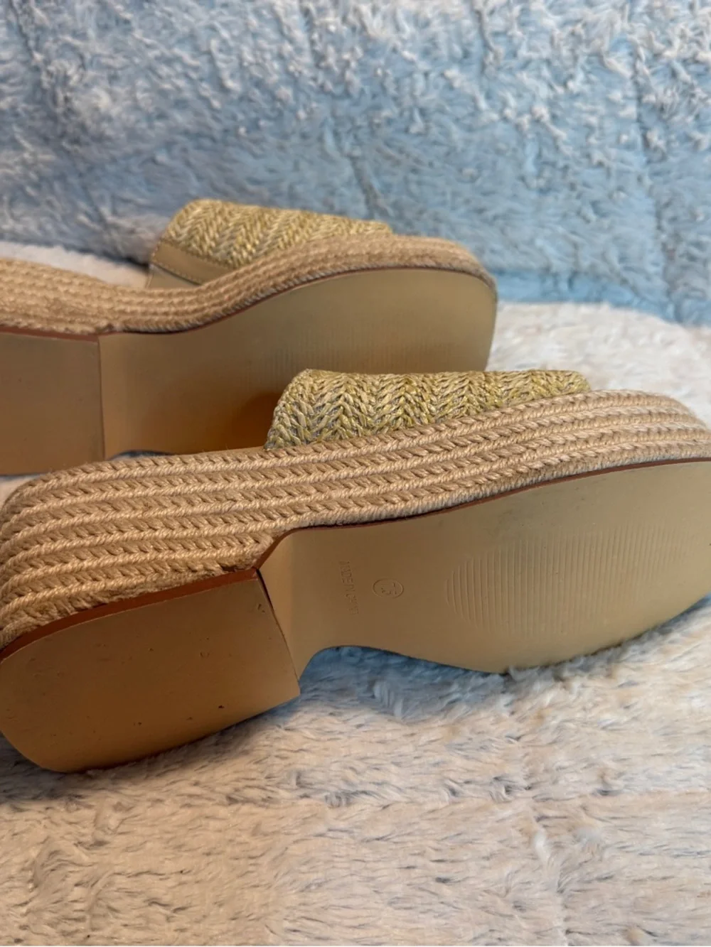 Raffia Platform Slide Sandals